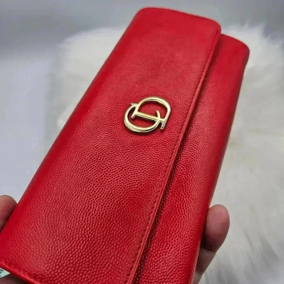 Dior Textured Red Grained Leather Wallet-on-Chain - Picture 8 of 16